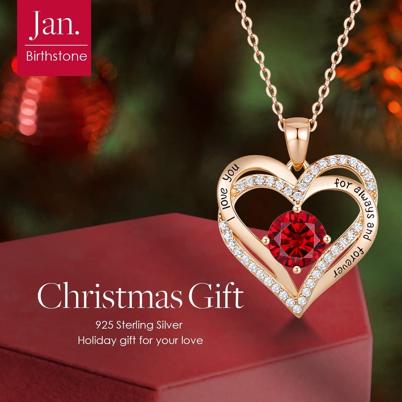 CDE Valentine's Day Gift Forever Love Heart Necklaces for Women, Wedding Anniversary, Birthday Mothers Day Christmas Day Gifts for Mom, Mother, Wife, friend, S925 Silver Jewelry with Birthstone Pendant - Image 3